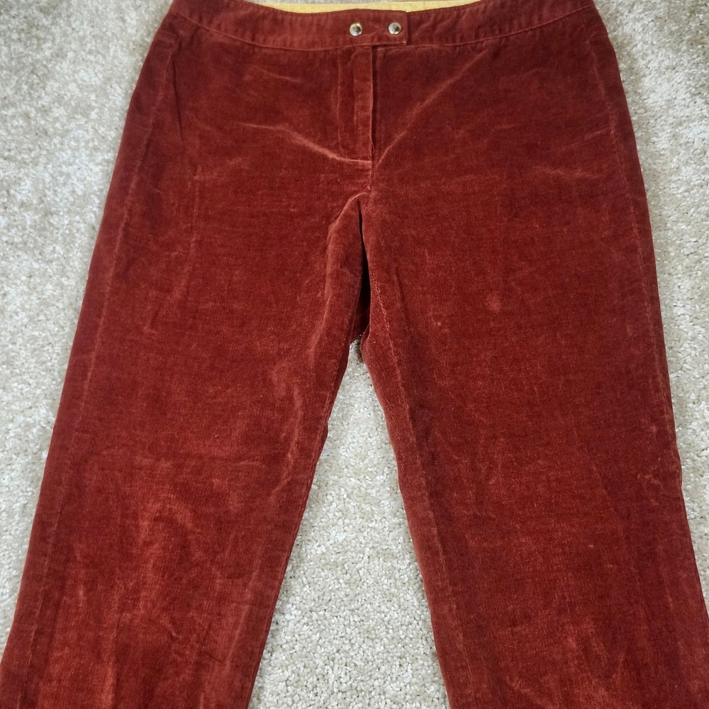 J. McLaughlin Pants Corduroy Rust Orange Cotton Blend Classic Preppy Size‎ 8 - Picture 3 of 12